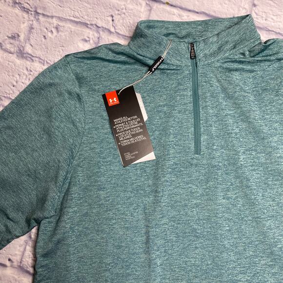 NEW Under Armour Fitted Golf Pullover in Teal - Picture 3 of 8